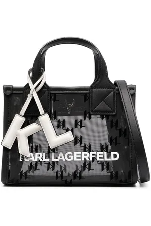 Karl Lagerfeld, Klj Large Monogram Tote Bag, Woman, Black White All Over Print, Size: One Size