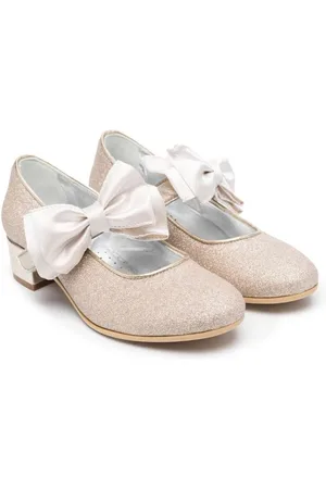 Monnalisa bow leather ballerina shoes - Silver