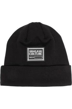 VERSACE Logo-patch wool-blend beanie