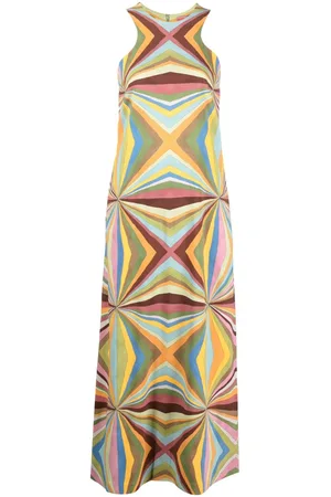 La DoubleJ Racer geometric-print maxi dress