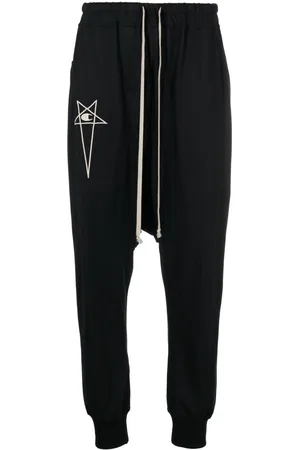 Rick Owens Logo-embroidered drop-crotch track pants