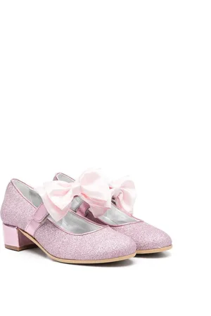 MONNALISA Glitter-detail 35mm block-heel ballerina shoes