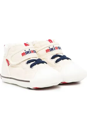 Miki House Logo-embroidered high-top sneakers