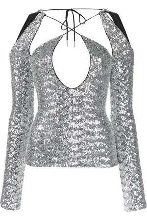 The Attico Zane sequinned cut-out top