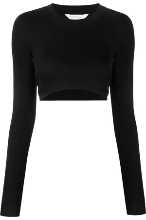 Palm Angels Fine-ribbed cropped long-sleeve top
