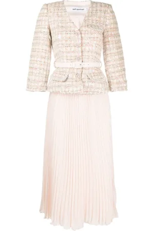 Self-Portrait Fully-pleated flared dress