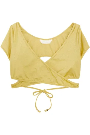Palm Angels Wrap-around lurex bikini top