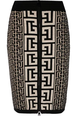 Balmain Intarsia-knit midi skirt