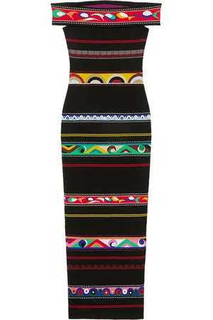 Puccini Striped open-shoulder dress