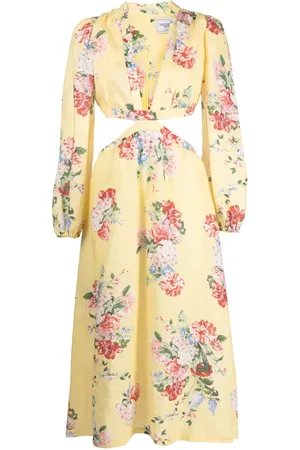 Forte Dei Marmi Floral-print cut-out linen dress