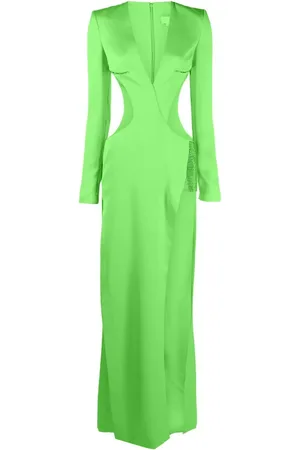 GENNY Crystal-embellished cut-out long dress