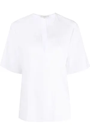 Vince Split-neck short-sleeved blouse