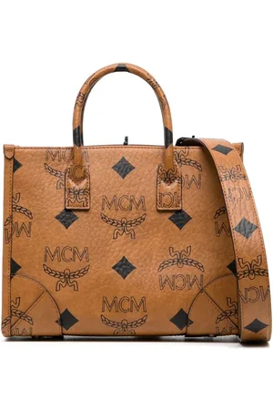 Mcm Women's Small Aren Boston Maxi Monogram Visetos Bag - Cognac