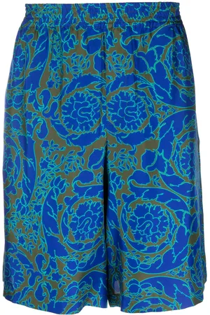 VERSACE Abstract-print silk shorts