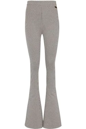 Checked wool flared pants in grey - Balmain