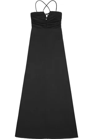 Ganni Crossover-strap gathered maxi dress