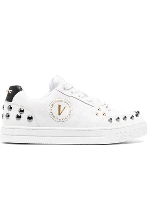 VERSACE Spiked stud-design leather sneakers