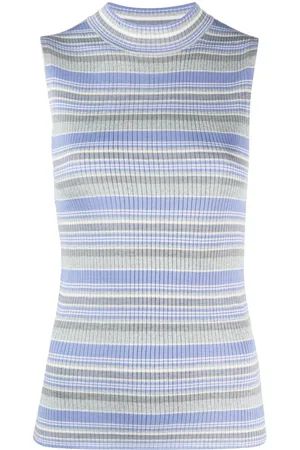 THEORY Horizontal-stripe sleeveless top