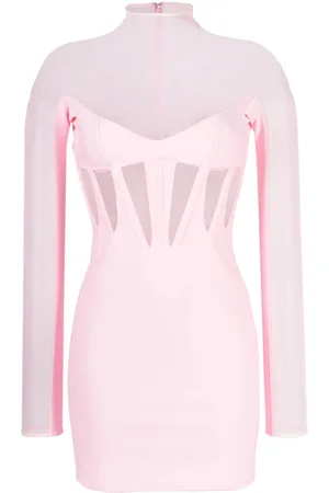 MUGLER Corset Illusion sheer-panels minidress