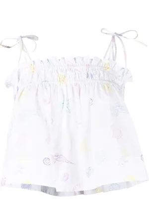 Ganni Printed cotton-poplin top