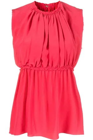 Lanvin Ruched sleeveless silk blouse