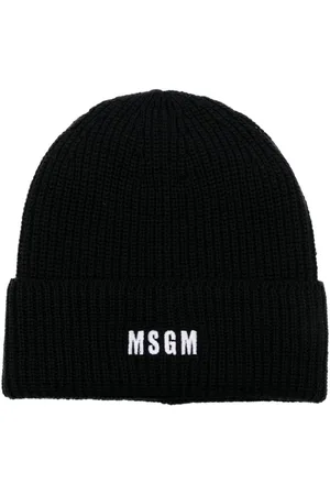 Msgm Logo-embroidered ribbed-knit beanie