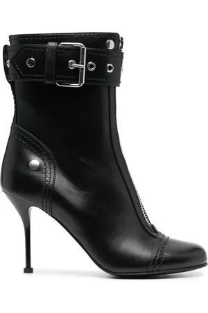 Alexander McQueen Buckle-detail 90mm leather boots