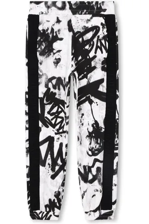 DKNY Logo-tape graffiti-print trousers