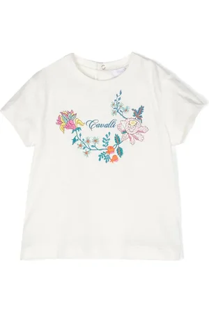Roberto Cavalli Floral-embroidery cotton T-shirt