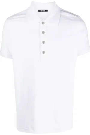 Balmain Monogram-pattern piqué polo shirt