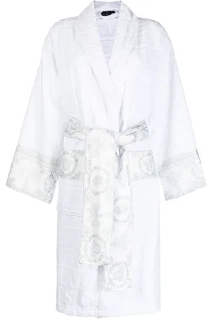 Versace logo-embossed Cotton Bath Robe - Pink