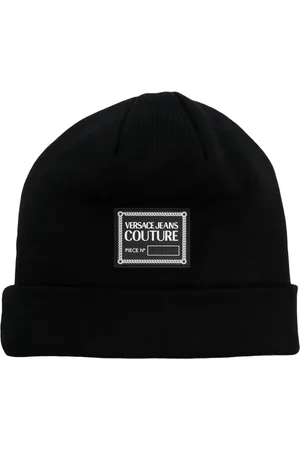 VERSACE Logo-patch turn-up brim beanie