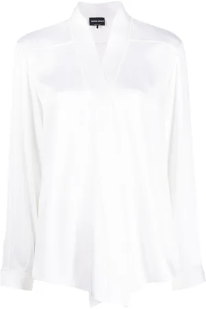 Giorgio Armani V-neck long-sleeves silk shirt
