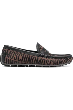 Moschino Jacquard penny-slot leather loafers