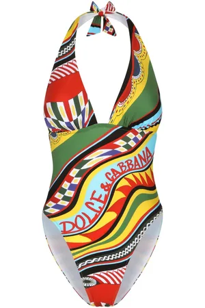 Dolce & Gabbana Carretto-print halterneck swimsuit