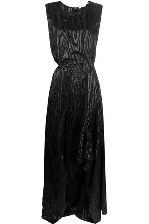 Stella McCartney Metallic Woodgrain-jacquard cut-out dress