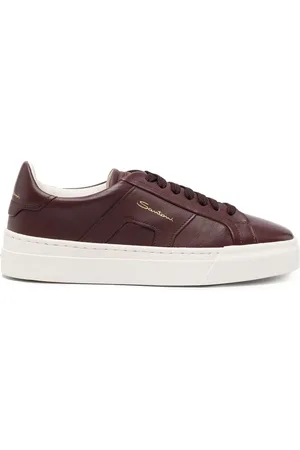 santoni Logo-print leather low-top sneakers