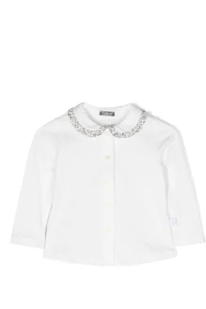 Il gufo Bib-collar cotton cardigan