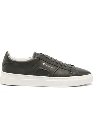 santoni Logo-print contrasting-sole leather sneakers