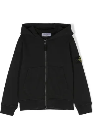 Stone Island Compass-patch zip-up cotton hoodie