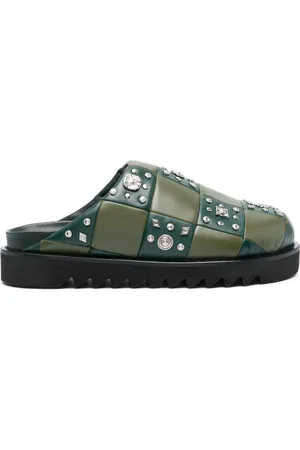 TOGA VIRILIS Checkerboard-pattern leather slides