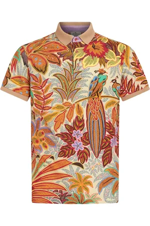 Etro Peacock-print cotton polo shirt