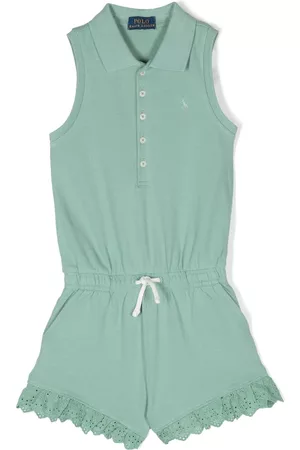 Girls Boden Relaxed Jersey Playsuit - Green