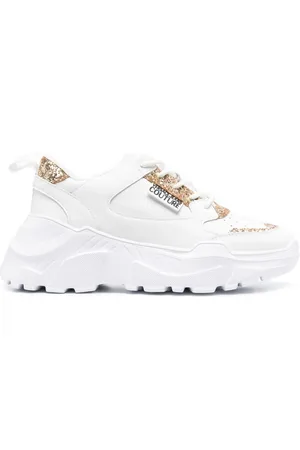 VERSACE Logo-patch glitter-detailing sneakers