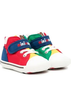 Miki House Logo-embroidered high-top sneakers