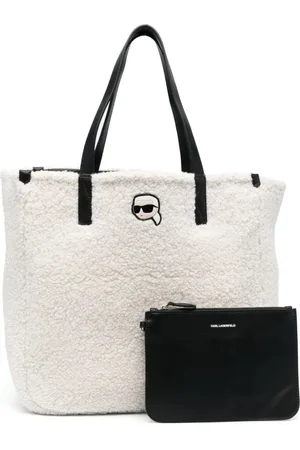 Karl Lagerfeld, Klj Large Monogram Tote Bag, Woman, Black White All Over Print, Size: One Size