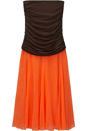 Tory Burch Ruched silk midi skirt