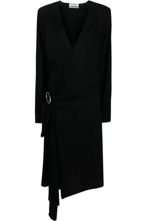 The Attico Front-slit long-sleeved wrap dress