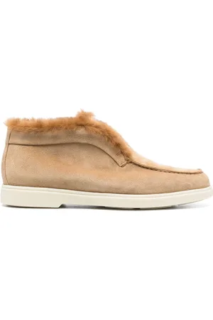 santoni Tonal-stitching leather loafers