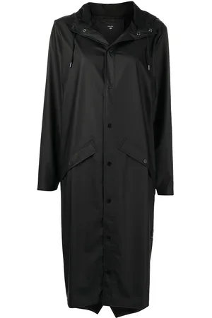 Rains Longer drawstring-hood raincoat